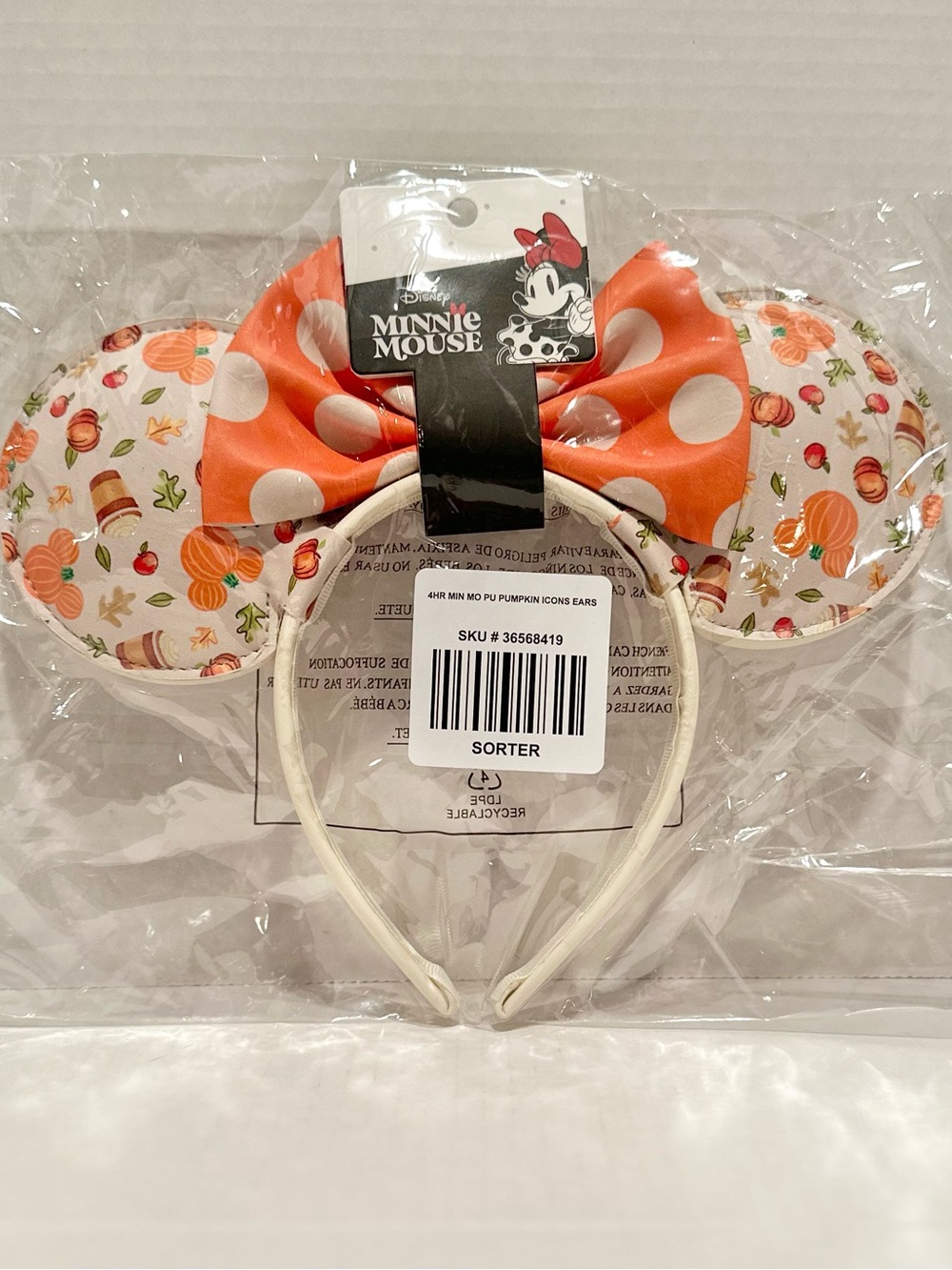 Disney NWT Minnie Mouse Pumpkin Icons Ear Headband